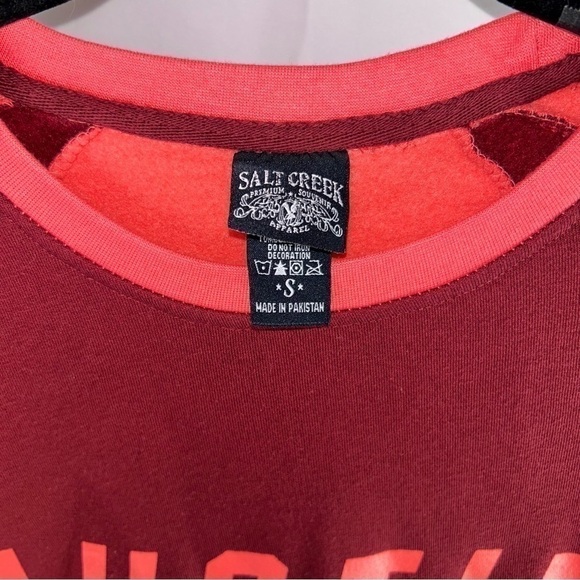 Salt Creek Sweatshirt Raglan Austin Spell-out Fleece Long Sleeve Pullover Top - Picture 8 of 11